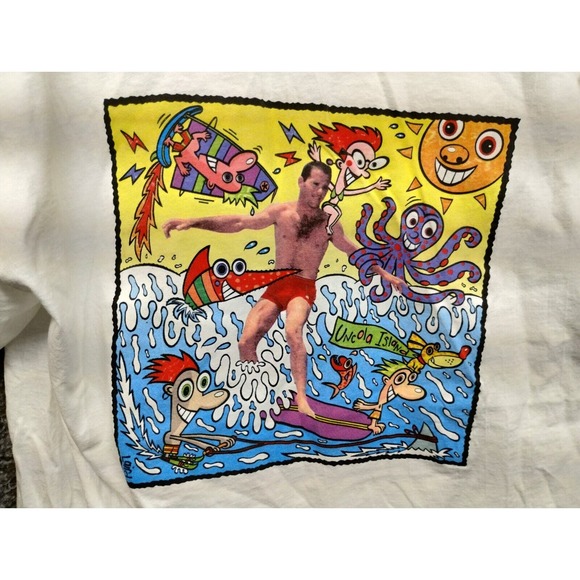 VTG 7 Up SS Uncola T Shirt Large White Surf Beach Graphic Single Stitch 90s - Picture 9 of 9